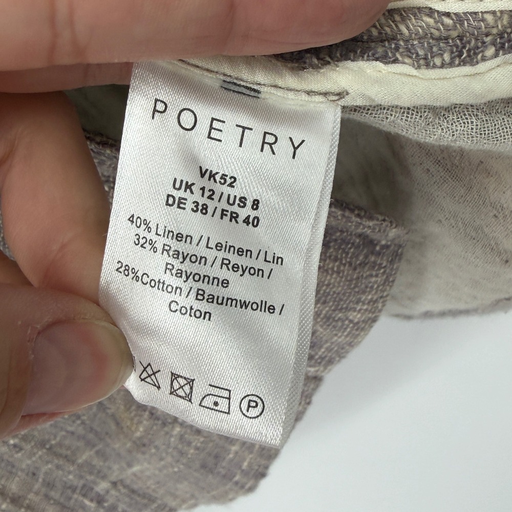 Poetry Womens‎ Linen Blend Textured Blazer Jacket Grey Brown US 8 UK 12 - Picture 8 of 8